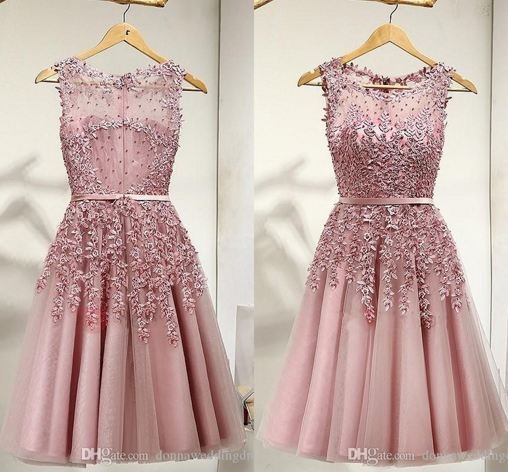 robe de soriee New Prom Dress High Quality Scoop Lace Appliques Knee Length 2022 Evening Dresses Party Gowns Vestido Festa Formal