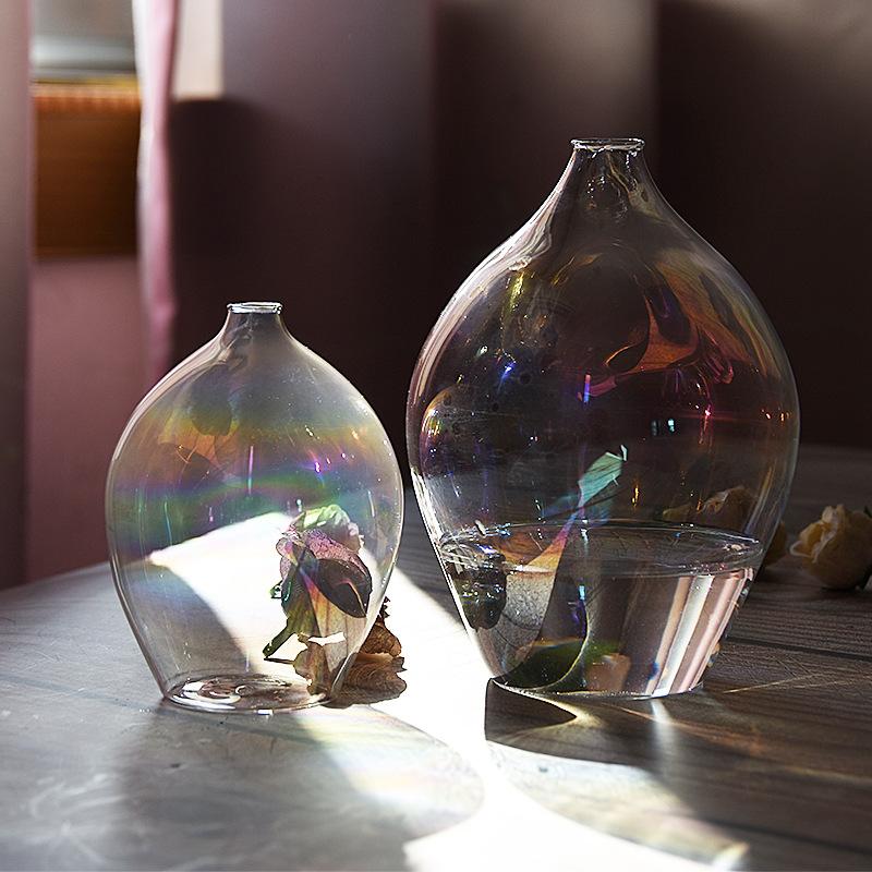 Creative Home Decor Small Cone-Shaped Vase Transparent Glass Flower Vases For Dried Bottle Bar Restaurant Decoration