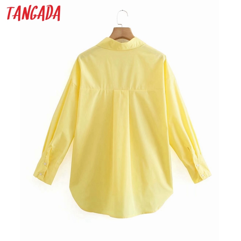 Women Fashion Yellow Casual Loose Shirts Lady Long Sleeve High Street Blouse Chic Female Blusas Tops XN321 210416