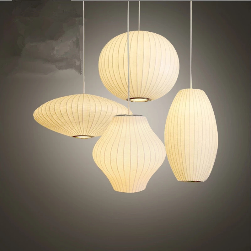 2021 George Nelson Bubble Saucer Lamp E27 LED White Silk Pendant Light White Silk Flat Ball White Silk hanging Lighting