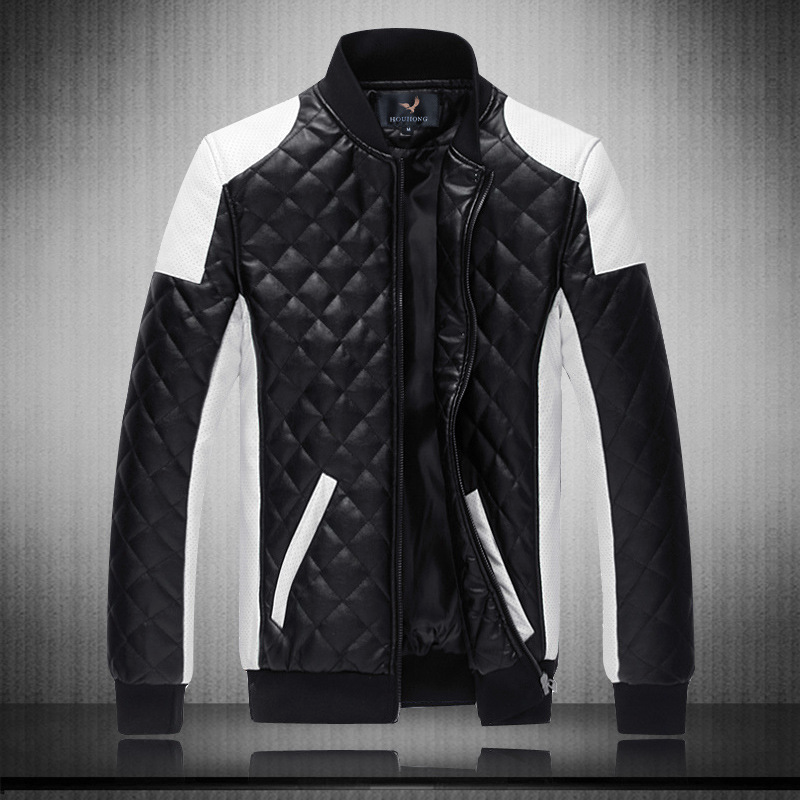 White Splicing Plaid Pattern Men S Leather Jacket High-quality Stand-up Collar Retro Comfortable Windproof and Warm Fashion Travel Commute, Black
White Splicing Plaid Pattern Men S Leather Jacket High-quality Stand-up Collar Retro Comfortable Windproof and Warm Fashion Travel Commute, Black
