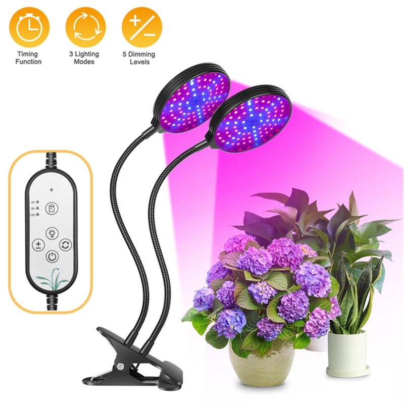 15W 30W 45W 60W LED Grow Light 4 Head Timing 5 Dimmable Levels usb Plant Lights for Indoor with Full Spectrum Phytolamps Adjustable Goosencck 4/8/12H 
