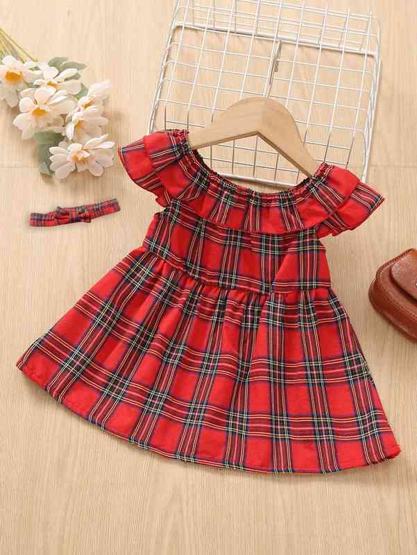 Baby Tartan Ruffle Trim Dress SHE