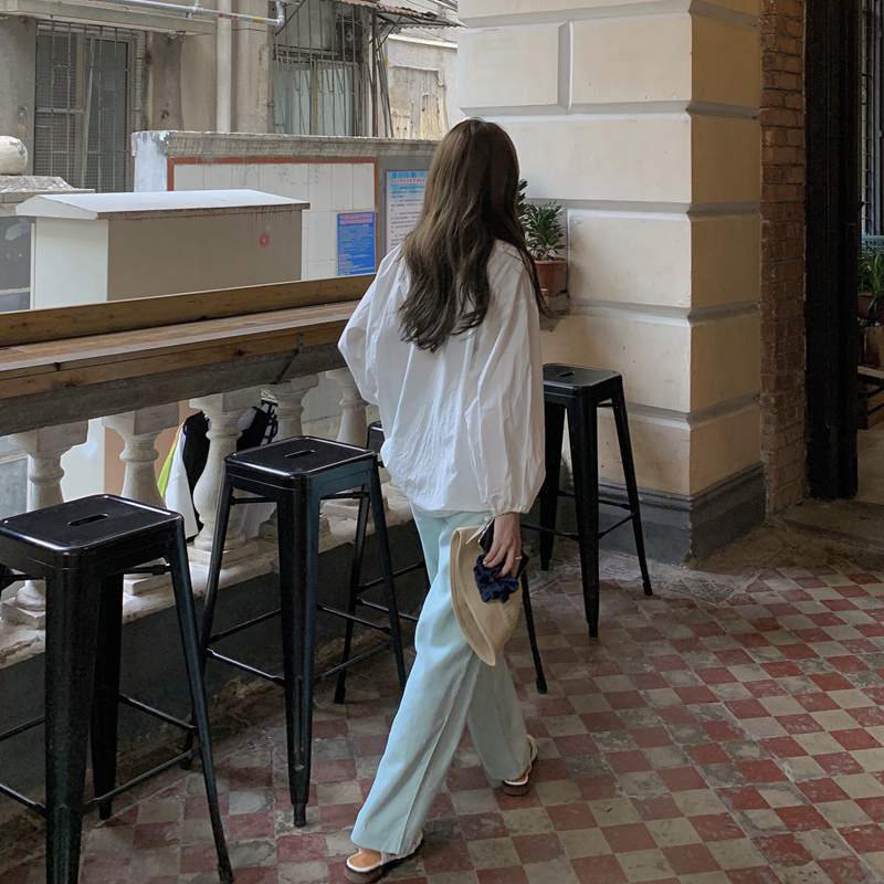 Peppermint Green Wide Leg Trousers Leisure Streetwear Chic Straight Large Size Casual Solid Loose High Quality Pants 210421