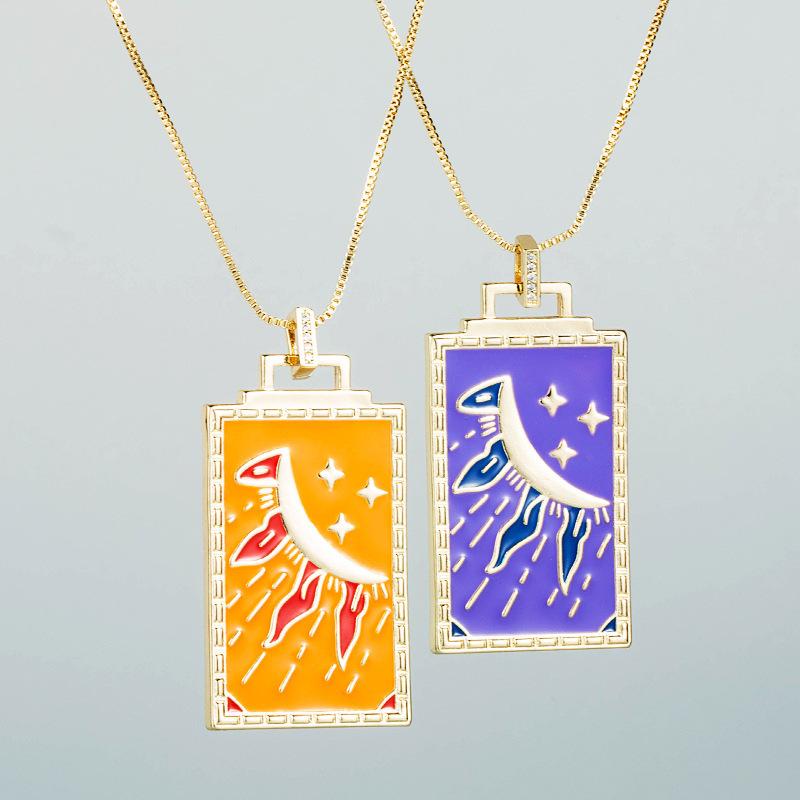 Chains Vintage Tarot Necklace For Women Square Enamel Pendant Star Moon Sun Necklaces 18k Gold Plated Stainless Steel Jewelry Gifts
Chains Vintage Tarot Necklace For Women Square Enamel Pendant Star Moon Sun Necklaces 18k Gold Plated Stainless Steel Jewelry Gifts
