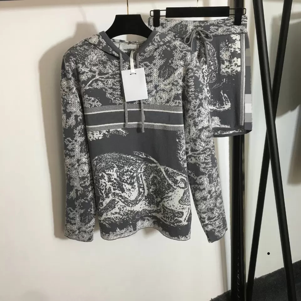 Women Two Piece Set Pants Wind Jungle Animal Pattern Knitted Hooded Long-Sleeve Top + Elastic Waist Shorts Suit, Gray
Women Two Piece Set Pants Wind Jungle Animal Pattern Knitted Hooded Long-Sleeve Top + Elastic Waist Shorts Suit, Gray