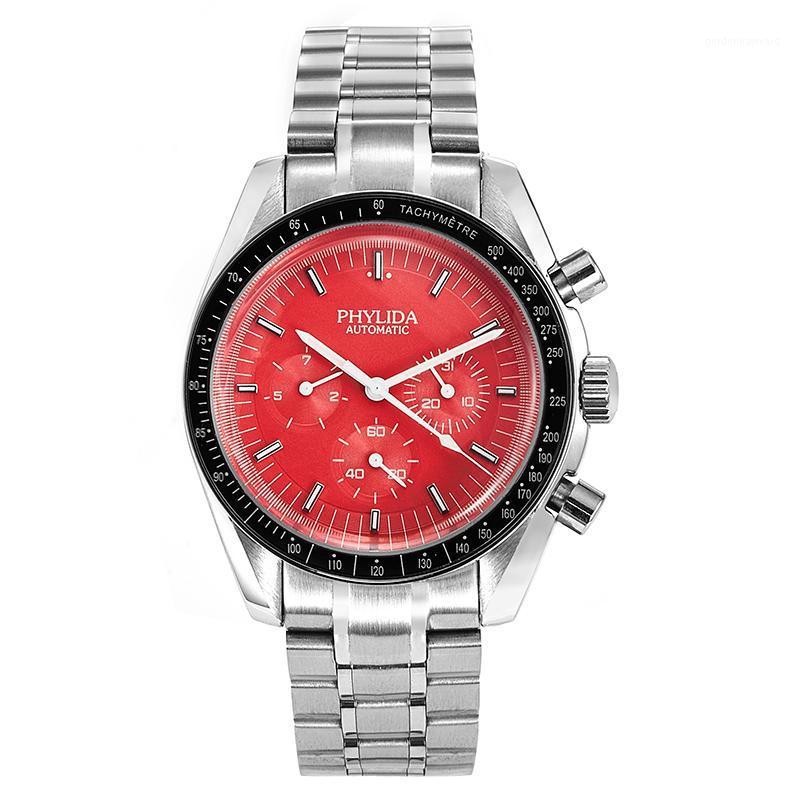 40mm Men's Watch Red Dial Day Date Automatic Sport Wristwatch PHYLIDA Solid Stainless Steel Wristwatches, Sterile
40mm Men's Watch Red Dial Day Date Automatic Sport Wristwatch PHYLIDA Solid Stainless Steel Wristwatches, Sterile