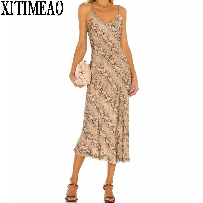 Za Women Sexy Suspenders Low Chest Open Back Side V Neck Retro Leopard Printing Dress Suspender Party Skirt XITIMEAO 210602, Khaki
Za Women Sexy Suspenders Low Chest Open Back Side V Neck Retro Leopard Printing Dress Suspender Party Skirt XITIMEAO 210602, Khaki