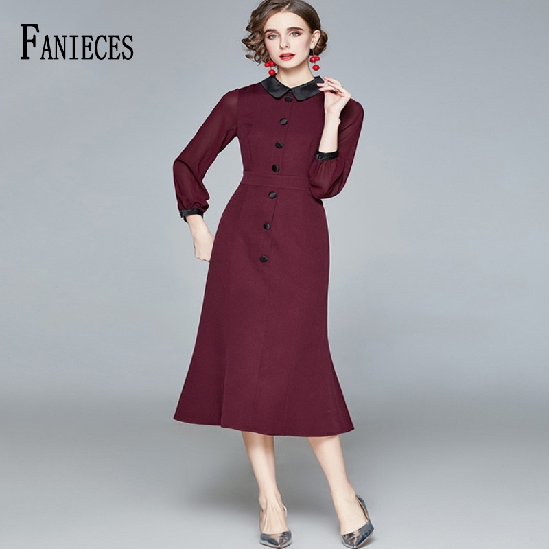 Woman Spring Autumn Red Long Sleeve Party Dress Office Lady Female Vintage Midi Dresses femme robe vestido de mujer 210520, Burgundy
Woman Spring Autumn Red Long Sleeve Party Dress Office Lady Female Vintage Midi Dresses femme robe vestido de mujer 210520, Burgundy