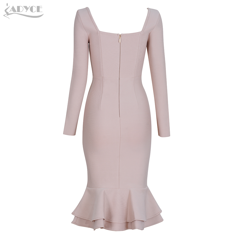 Autumn Women Apricot Bodycon Bandage Dress Sexy Mermaid Long Sleeve Club Celebrity Runway Party Dresses Vestidos 210423