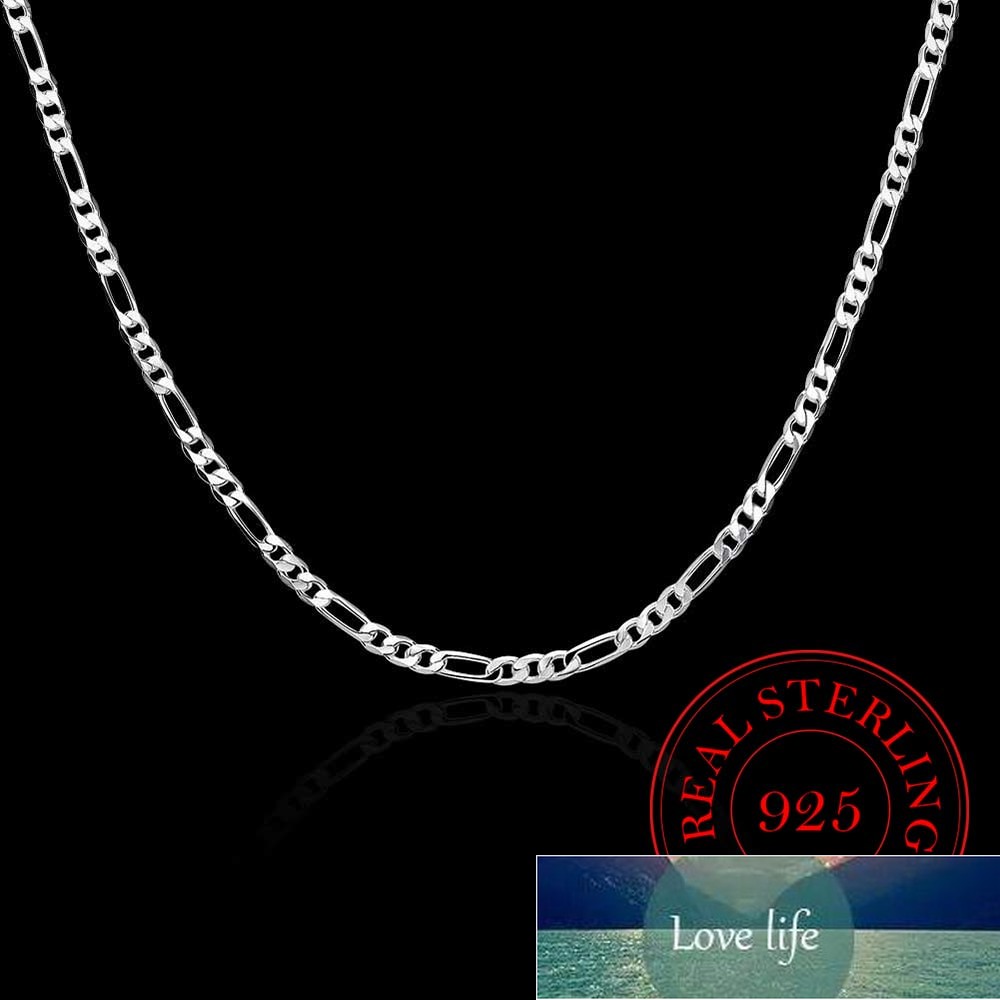40-75cm Slim 925 Sterling Silver 4mm Figaro Chain Necklace for Women Girl Boy Kids Italy Jewelry Kolye Collares Sieraden Colier