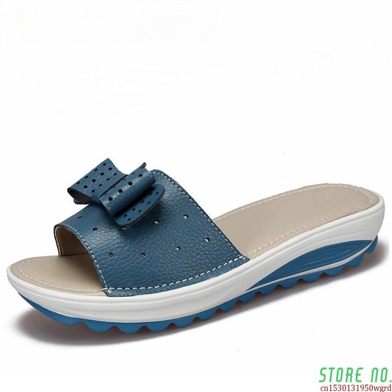 Slippers Women's Sandals Cow Leather Women Flats Shoes Platform Wedges Female Slides Beach Flip Flops Summer Shoe Lady, Blue
Slippers Women's Sandals Cow Leather Women Flats Shoes Platform Wedges Female Slides Beach Flip Flops Summer Shoe Lady, Blue