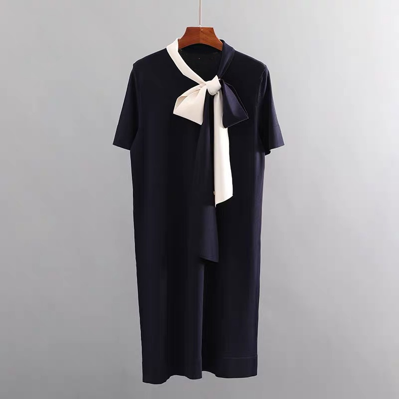 fashion women summer vintage elegant simple slim stretch contrast color thin bow knitted short-sleeved dress, Black;gray
fashion women summer vintage elegant simple slim stretch contrast color thin bow knitted short-sleeved dress, Black;gray