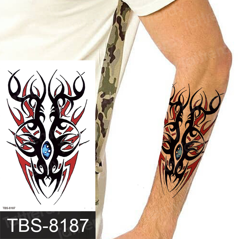 

Waterproof Temporary Tattoos sticker tattoo stickers skull fake sleeve tatoo designs for men women flower wolf dragon black henna tatoos wrist arm legs body art
