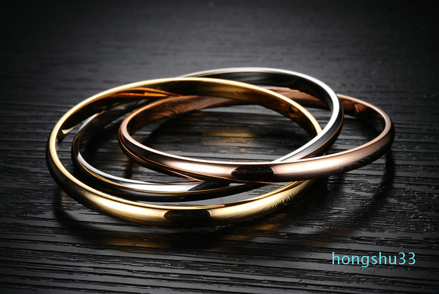 high quality steel love jewelry tricolor ladies bangle bracelet for modern women bracelet gift with velvet bag