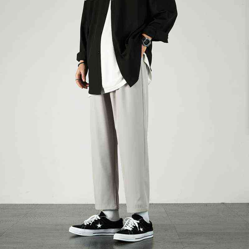 Single Road Mens Joggers Men Summer Solid Plain Pants Straight Japanese Streetwear Trousers Casual Black Suit Pants For Men 211112