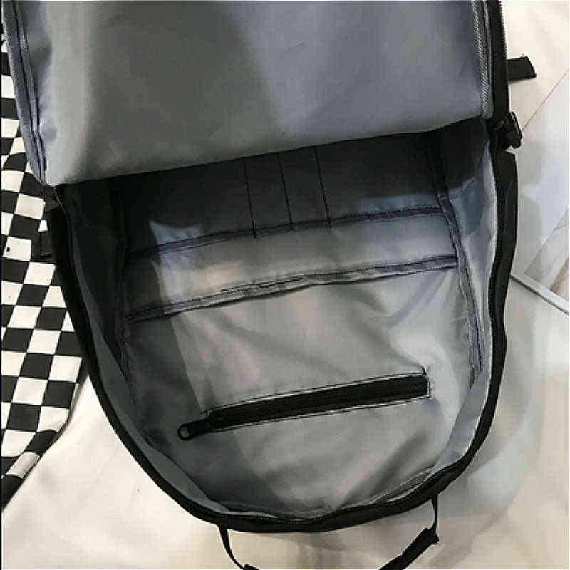 Backpacks Women Canvas Large Capacity Multi-function Leisure Harajuku Black Unisex Black Students Vintage Safari-style Chic New Y1105