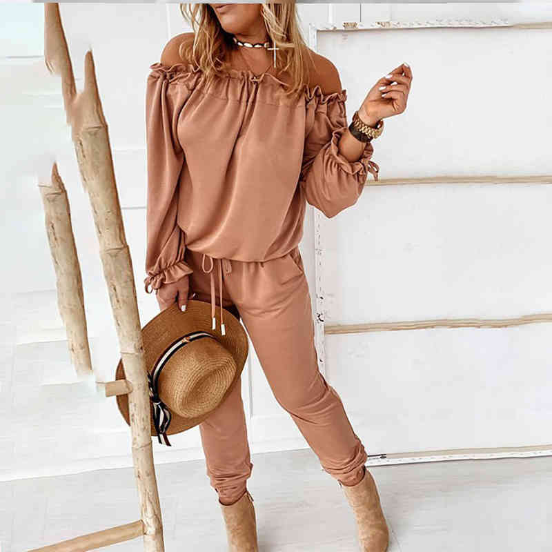 Ruffles Sexy Off Shoulder Jumpsuit Women Casual Drawstring Cargo Pants Jumpsuits Summer Spring Long Sleeve Overall Playsuit 210524, Black
Ruffles Sexy Off Shoulder Jumpsuit Women Casual Drawstring Cargo Pants Jumpsuits Summer Spring Long Sleeve Overall Playsuit 210524, Black