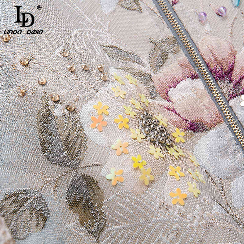 Fashion Runway Summer Winter Jackets Coat Women Stand collar Star Sequined Beading Jacquard Vintage Outwear Lady 210522