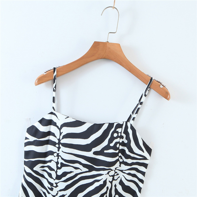 SUmmer Fashion All-match Zebra Print Suspender Dress High Waist Slim Beach Bag Hip Short Mini For Woman 210514