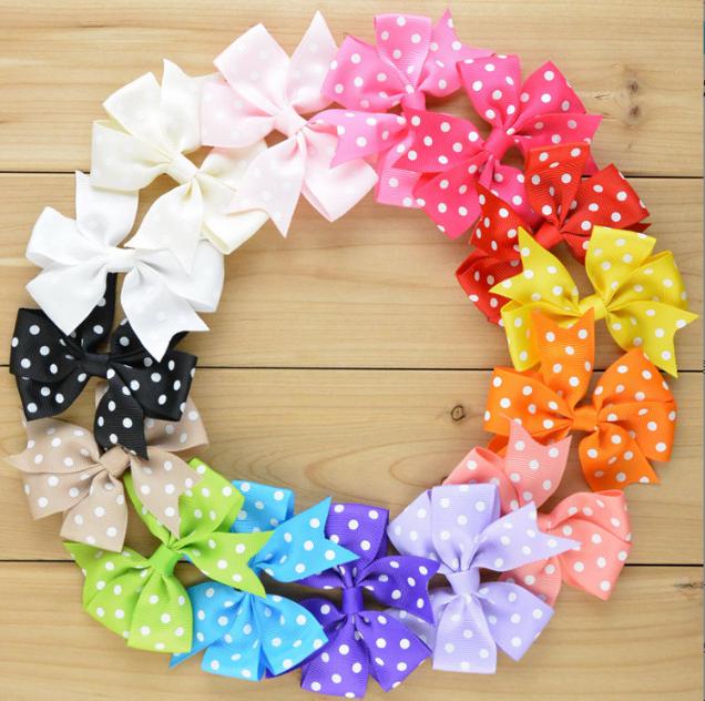 2021 Grosgrain Polka Dot Ribbon Bow For Headband Boutique Hairbows Baby Girls Hair Accessorise