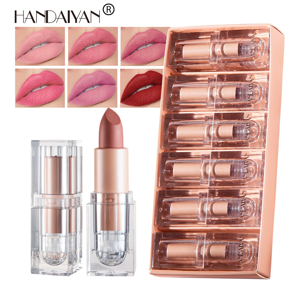 Handaiyan 6 Pack Matte Lipstick Kit Box Cubes Crystal Square Tube Ice Cube Matt Lip Stick Easy to Wear Natural Makeup Cosmetics, Mixed color
Handaiyan 6 Pack Matte Lipstick Kit Box Cubes Crystal Square Tube Ice Cube Matt Lip Stick Easy to Wear Natural Makeup Cosmetics, Mixed color