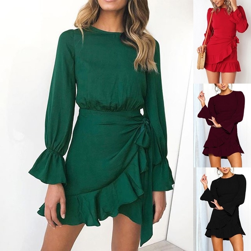 Summer Mini Sundress Women Lantern Sleeve Chiffon Dress O-Neck Ruffles Wrap Casual Split Sexy Party Office Vestidos 210603, Burgundy
Summer Mini Sundress Women Lantern Sleeve Chiffon Dress O-Neck Ruffles Wrap Casual Split Sexy Party Office Vestidos 210603, Burgundy