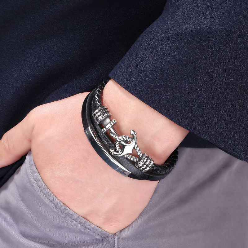 Steampunk Style Antique Silver Plated Stainless Steel Anchor Charm Leather Bracelet with Magnetic Buckle
Steampunk Style Antique Silver Plated Stainless Steel Anchor Charm Leather Bracelet with Magnetic Buckle