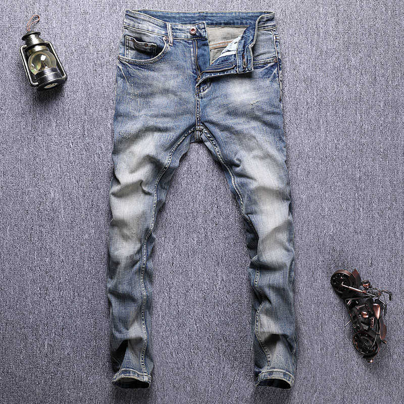 Italian Style Fashion Men Jeans High Quality Retro Blue Elastic Slim Fit Ripped Vintage Designer Casual Denim Pants UI74
Italian Style Fashion Men Jeans High Quality Retro Blue Elastic Slim Fit Ripped Vintage Designer Casual Denim Pants UI74