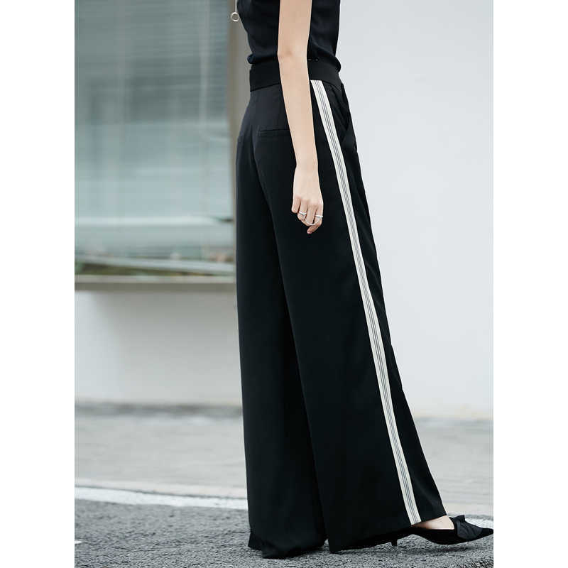 Summer Wide Leg Women's Pants Fashion Patchwork Loose Female Chiffon Long Trousers 11940318 210527