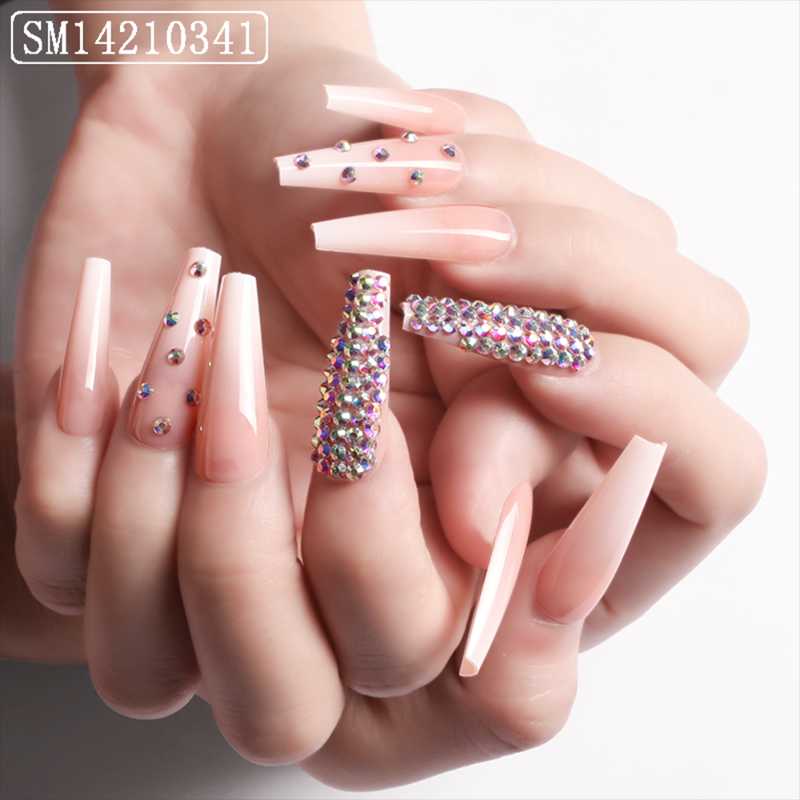 False Nails 24Pcs/Box Detachable Long Coffin Rhinestone DIY Artificial Ballerina French Fake Full Cover Manicure Tool, 02
False Nails 24Pcs/Box Detachable Long Coffin Rhinestone DIY Artificial Ballerina French Fake Full Cover Manicure Tool, 02