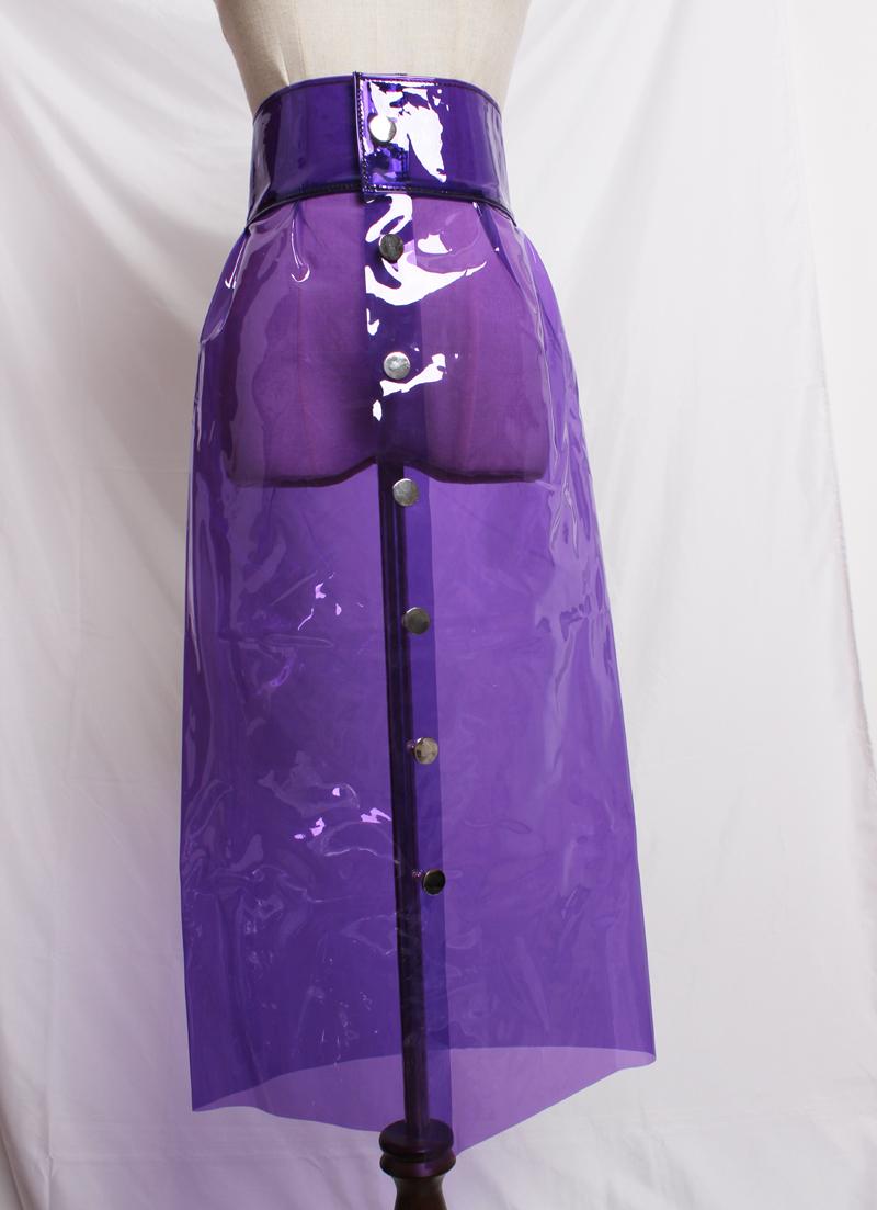 Saia Viscose Skirts Selling Tutu 2021 Catwalk Skirt Transparent Crystal Plastic Pvc Wind High Waist Single Breasted Women