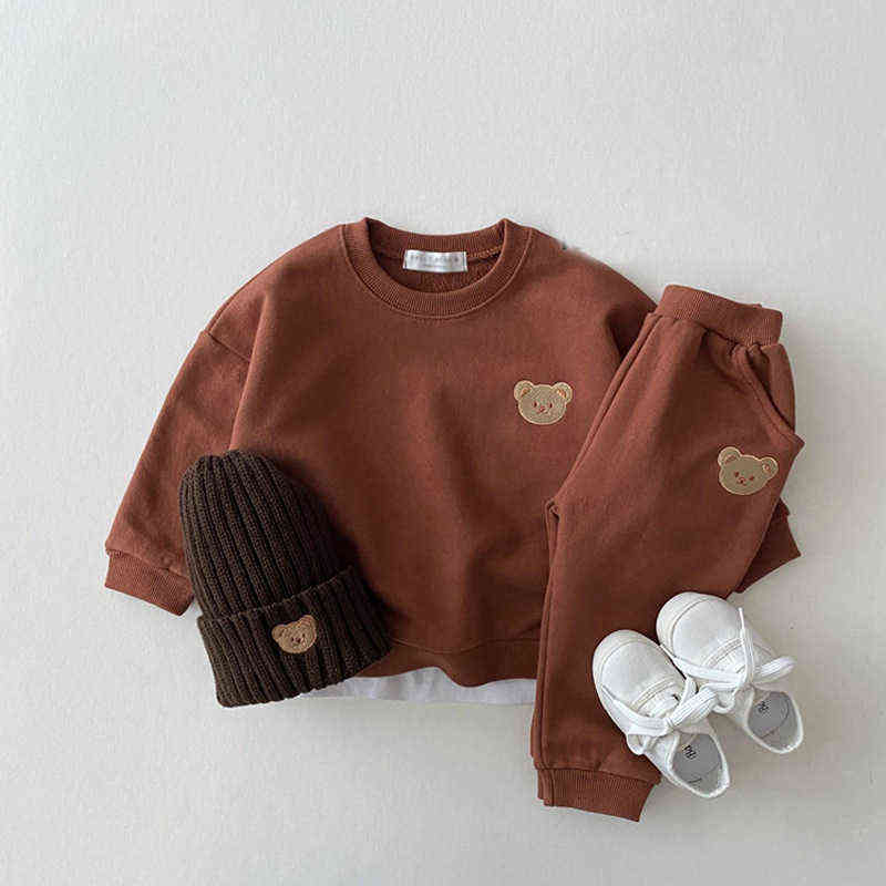 Fashion Toddler Baby Boys Girl Fall Clothes Sets Clothing Set Kids Sports Bear Sweatshirt Pants 2Pcs Suits Outfits 211224