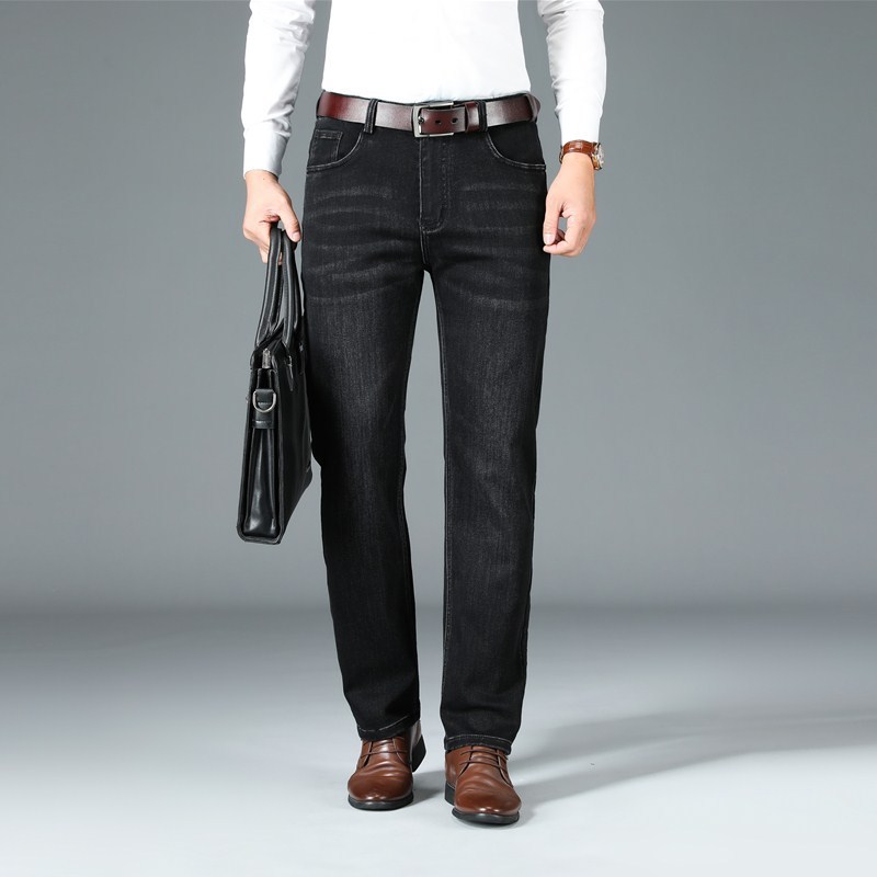 perky kangaroo thick middle-aged and young men's busins casual high elastic straight jeans long, Blue 
perky kangaroo thick middle-aged and young men's busins casual high elastic straight jeans long, Blue