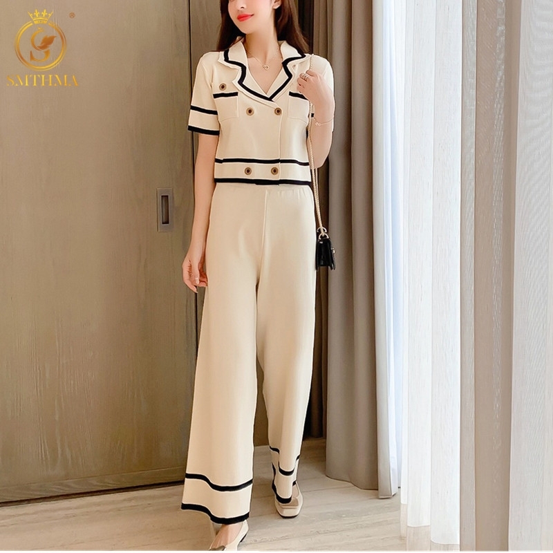 Elegant Women Double Breasted Short Sleeve Summer Cardigan +Wide Leg Pants 2 PIece Set Knit Lapel Suit 210520, Photo color
Elegant Women Double Breasted Short Sleeve Summer Cardigan +Wide Leg Pants 2 PIece Set Knit Lapel Suit 210520, Photo color