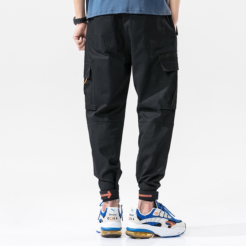 Streetwear Hip Hop Black Harem Pants Men Elastic Waist Pants with Zipper Big Pockets Casual Loose Jogger Pants Men Trousers 210601