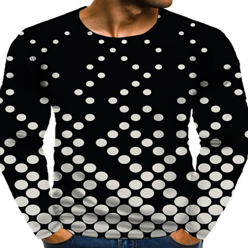 Strange light spot 3D printing T-shirt visual impact party top Street style round neck high-quality long-sleeved graphic optical illusion pl, White;black
Strange light spot 3D printing T-shirt visual impact party top Street style round neck high-quality long-sleeved graphic optical illusion pl, White;black