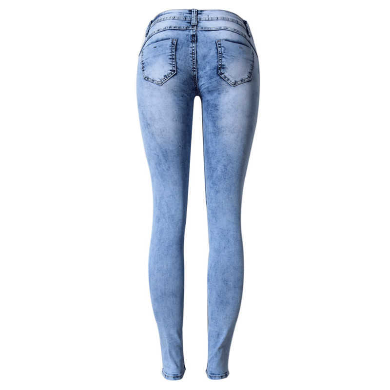 LOGAMI Ripped Jeans for Women Holes Skinny Slim Femme Womens Elastic Patchwork Pantalones Vaqueros Mujer 210922