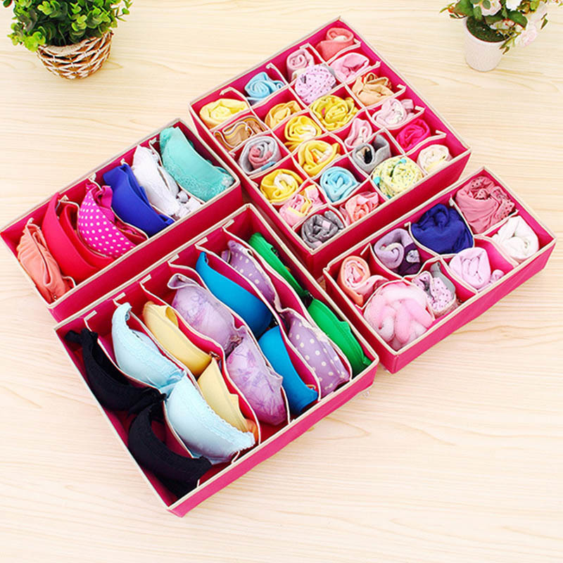 4pcs Storage Boxes Socks Storage Home Supplies Antibiosis Save Space Anti-pollution Family Organizador Underwear Bra Box