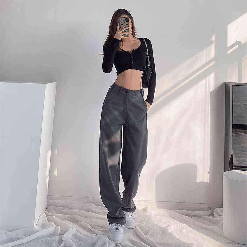Women Pants Harajuku High Waist Straight Trousers For Female Summer Fashion Wide Leg Loose Casual Jogger Clothing 211115