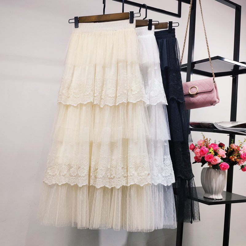 skirts Spring Summer Cake Tulle Elastic Waist Sweet Korean Solid Floral Lace Patchwork Dobby Mesh Tiered Long Skirts, Apricot
skirts Spring Summer Cake Tulle Elastic Waist Sweet Korean Solid Floral Lace Patchwork Dobby Mesh Tiered Long Skirts, Apricot