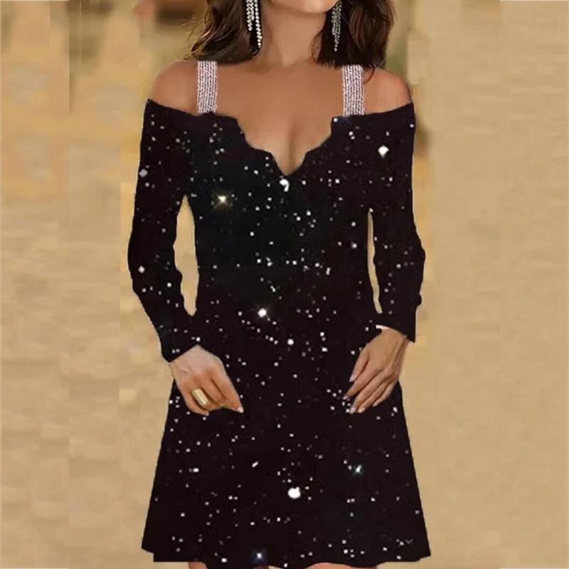 Casual Dresses Elegant Party Dress Women Long Sleeve Vintage Lace V-neck Sequin Chain Gothic Sexy Off Shoulder Ladies Mini, Black
Casual Dresses Elegant Party Dress Women Long Sleeve Vintage Lace V-neck Sequin Chain Gothic Sexy Off Shoulder Ladies Mini, Black