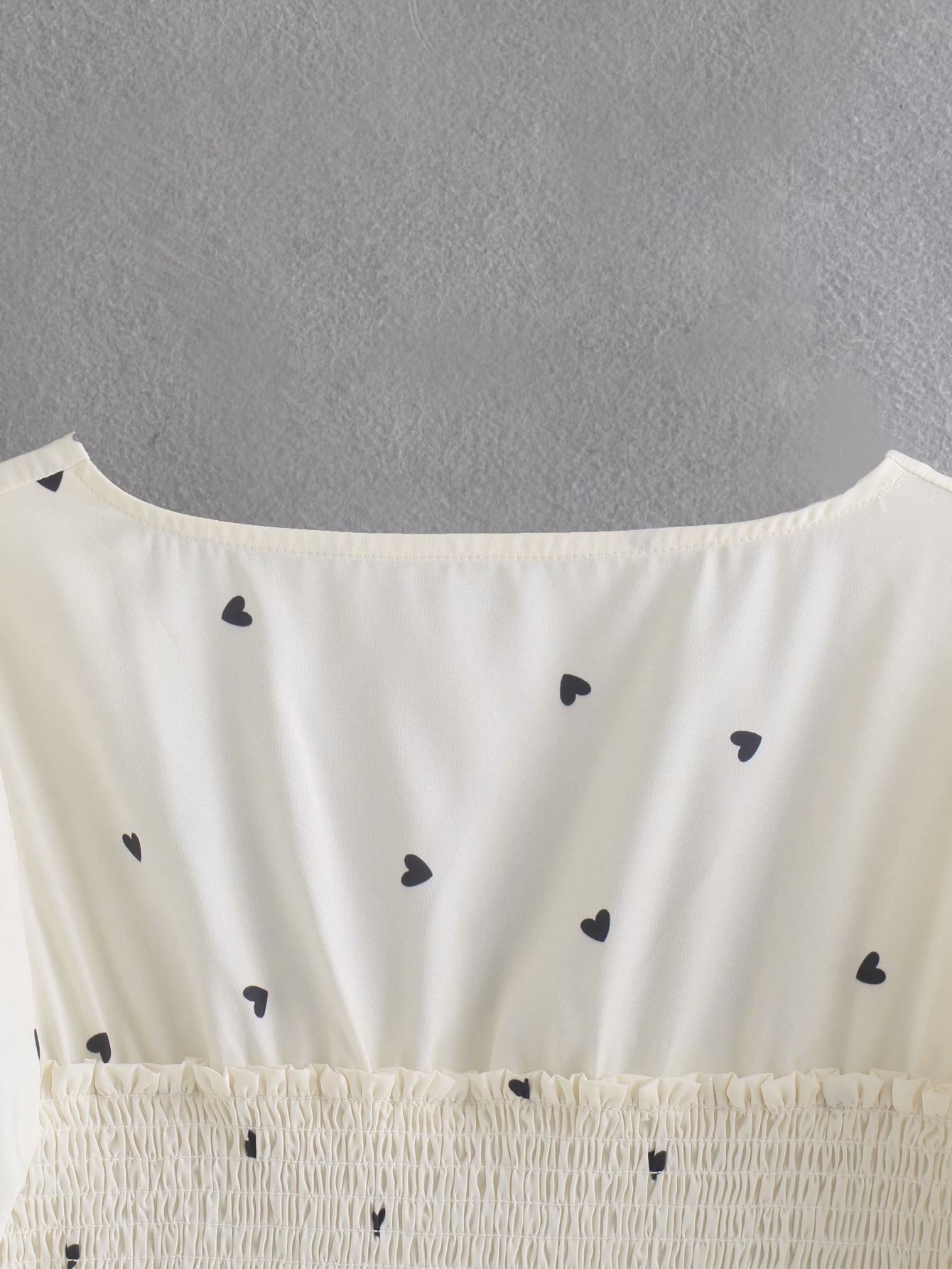 Long Sleeve Square Collar Peach Heart Print Spring Sweet Small Floral Pleated Short T-shirt Vintage Fashion Slim Female Tops 210507