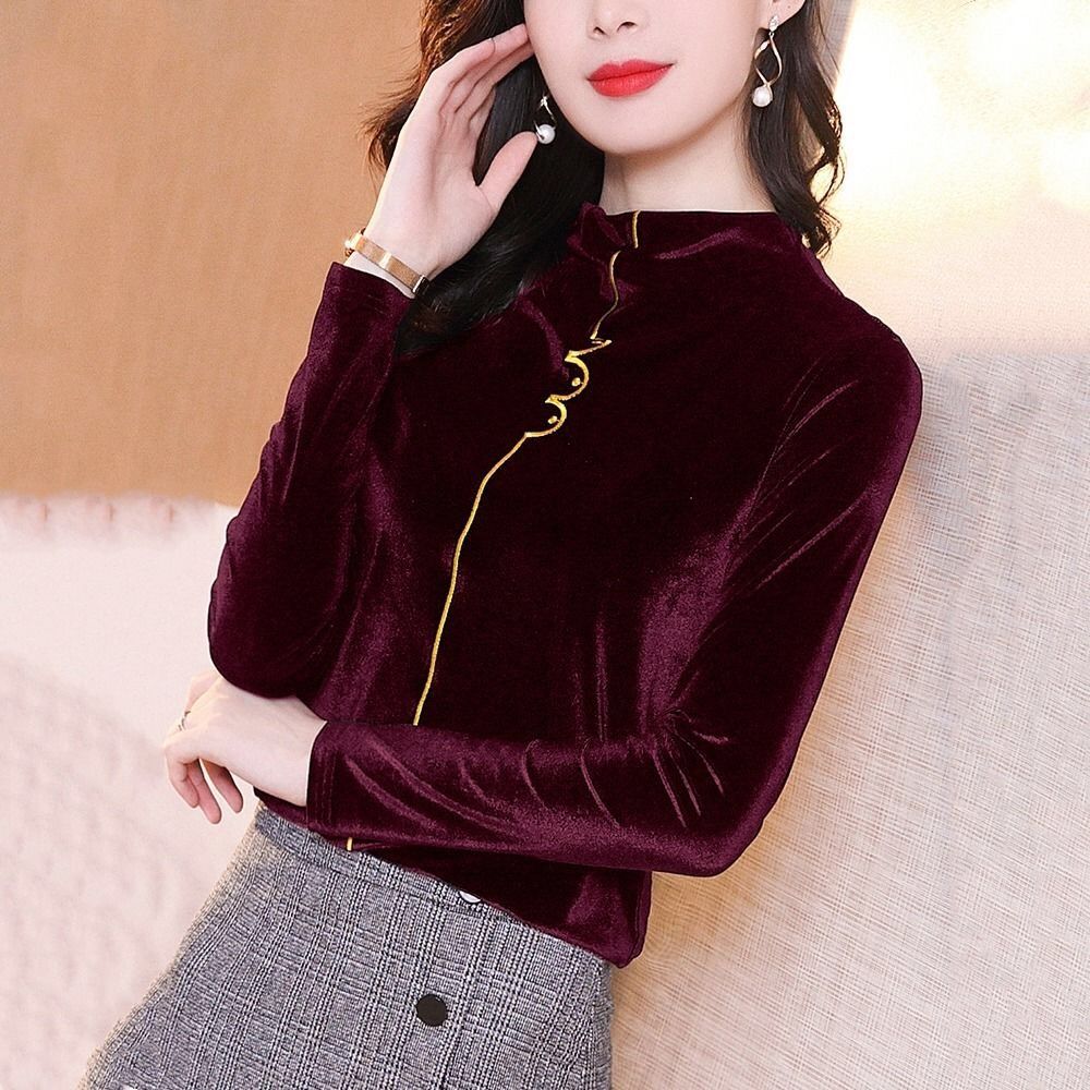 Designs Autumn Winter Women Velvet OL Shirt & Blouse Female Pullover Half Turtleneck Bottom Tops Long Sleeve Clothing Plus Size xl, Wine red
Designs Autumn Winter Women Velvet OL Shirt & Blouse Female Pullover Half Turtleneck Bottom Tops Long Sleeve Clothing Plus Size xl, Wine red