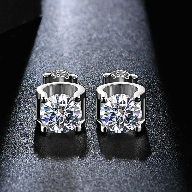 Silver 925 5.0mm 0.5Ct Diamond Earrings Wedding Jewelry Women Earring Stud Sterling 925 Round 210616