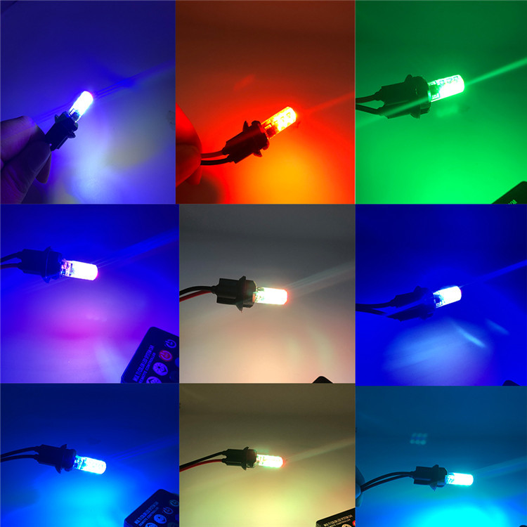 12V T10 W5W Car Dome Reading Light Automobiles Wedge Lamp Motorcycle RGB LED Bulb With Remote Controller Flash/Strobe
