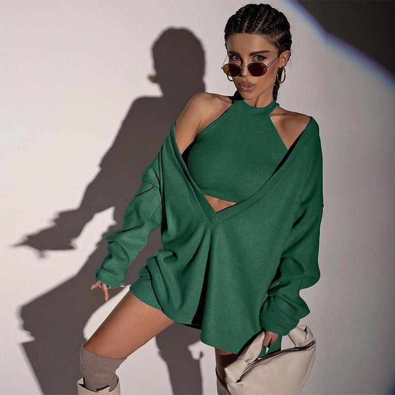 Women' Tracksuits Autumn Style Sexy Vest And V-neck Long-sleeved Loose Pullover Two-piece Fashion Casual Set, Shorts light gray
Women' Tracksuits Autumn Style Sexy Vest And V-neck Long-sleeved Loose Pullover Two-piece Fashion Casual Set, Shorts light gray