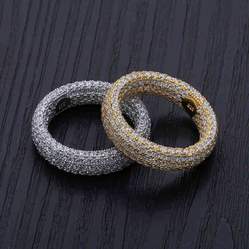 925 Silver Micro Set with Zircon Ring, Pure Jewelry Hiphop Hip Hop Personalized Men's Ring