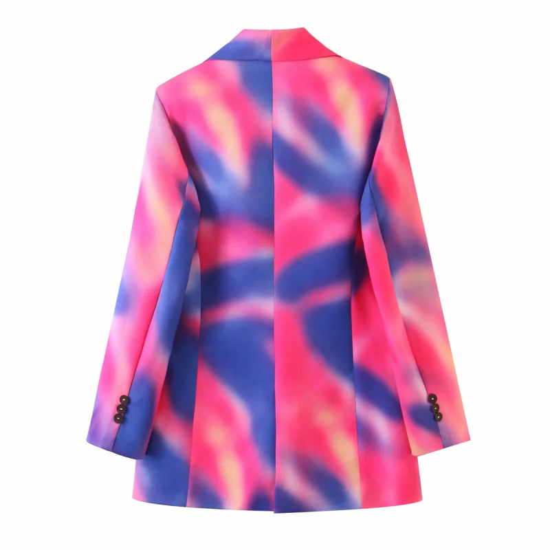 vintage women elegant colorful blazer fashion ladies tie dye long blazers jackets casual female stylish suits girls 210430