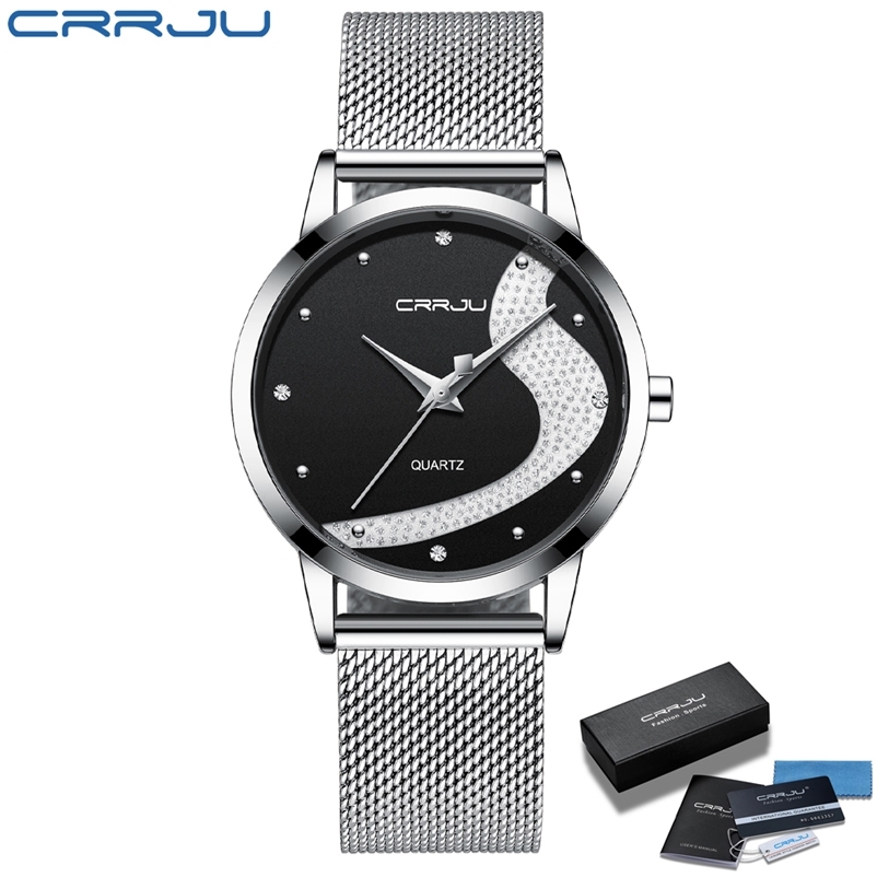 Women Watch CRRJU Top Luxury Brand Steel Mesh Waterproof Ladies Watches Flower Quartz Female Wristwatch Charming Girl Clock 210608, Rose black
Women Watch CRRJU Top Luxury Brand Steel Mesh Waterproof Ladies Watches Flower Quartz Female Wristwatch Charming Girl Clock 210608, Rose black